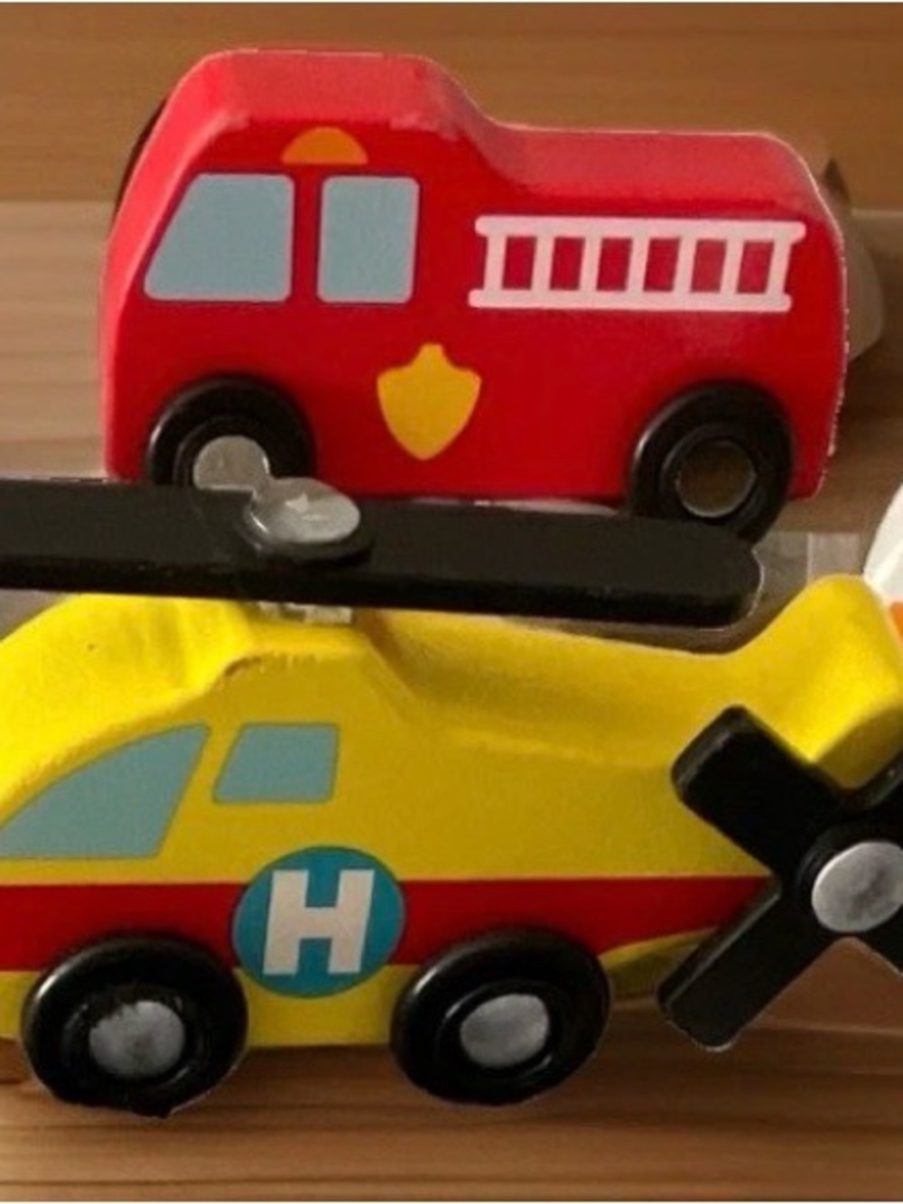 Melissa & Doug Emergency Wooden Vehicle LOT (4) Replacement Helicopter Ambulance